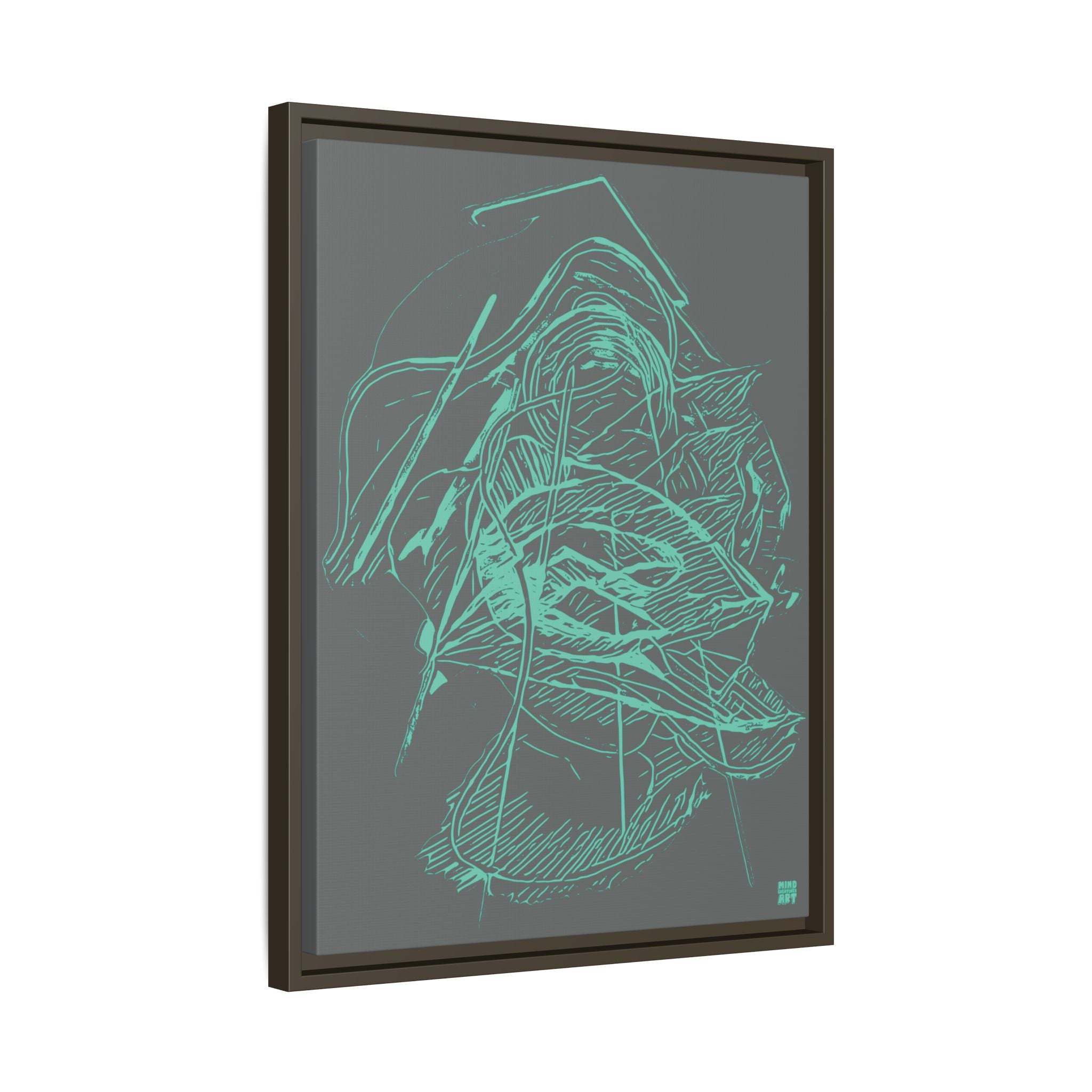 Dive Reflex (Teal, Dark Gray Background) Matte Canvas, Framed