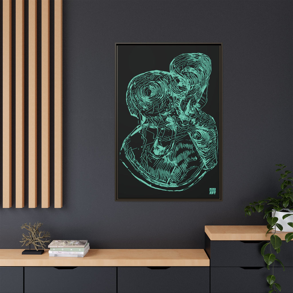 Curiosity (Teal, Black Background) Matte Canvas, Framed