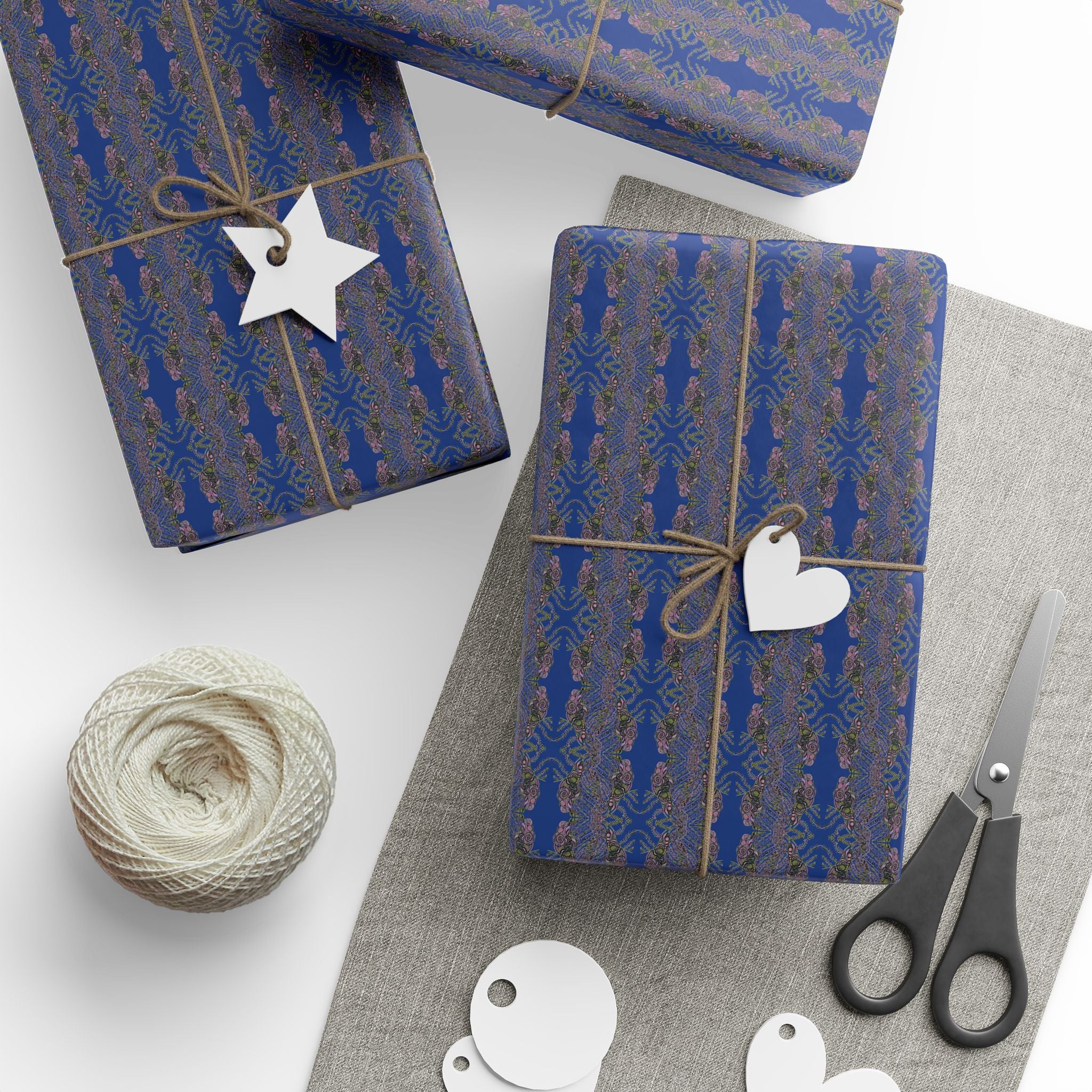 Vessel (Neon, Mirror, Blue Background) Heavy Wrapping Paper