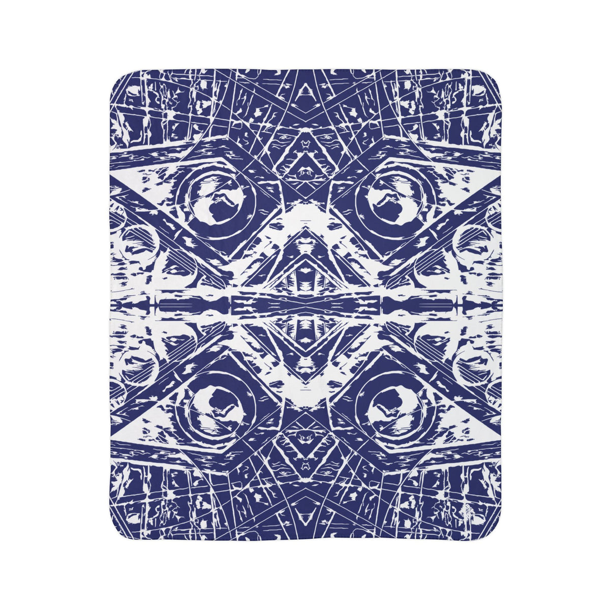 Love (White, Mirror, Dark Blue Background) Fleece Sherpa Blanket