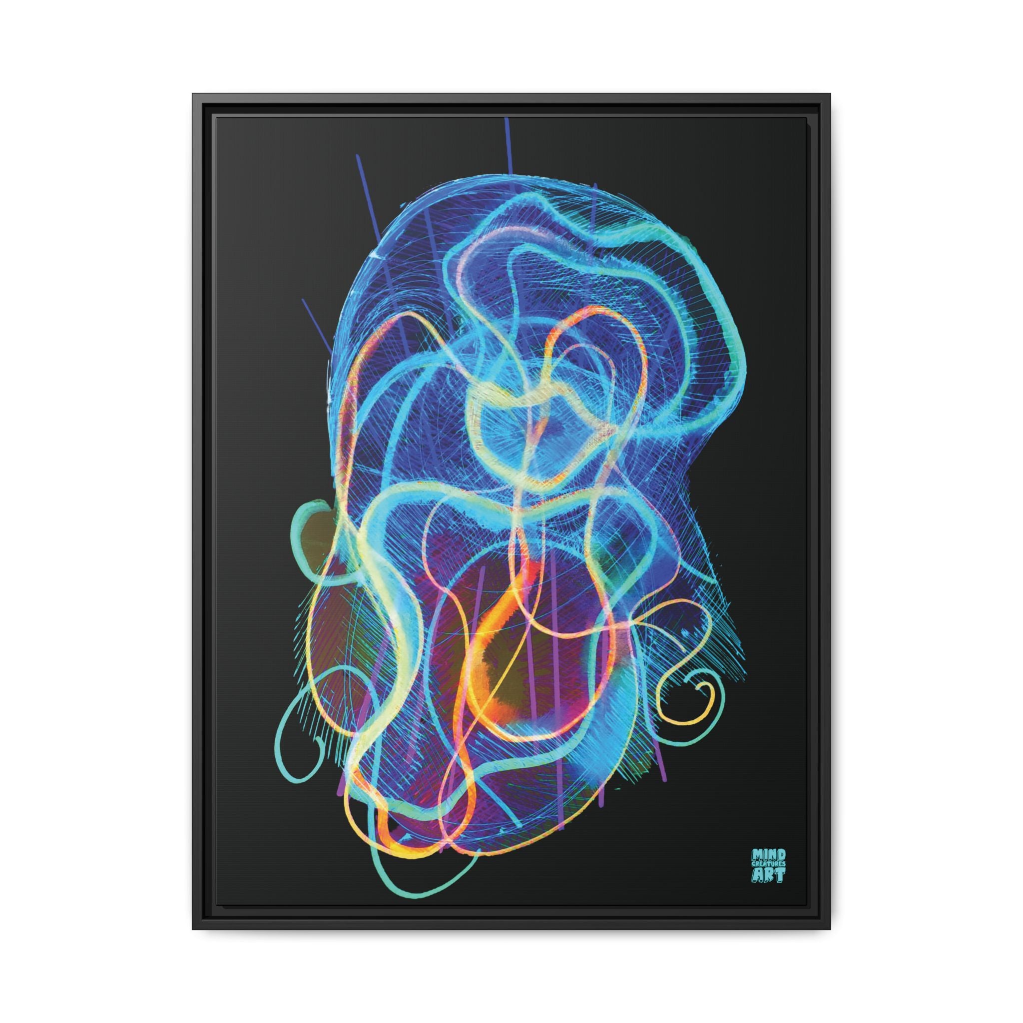 Davy Jones (Electric Blue, Black Background) Matte Canvas, Framed
