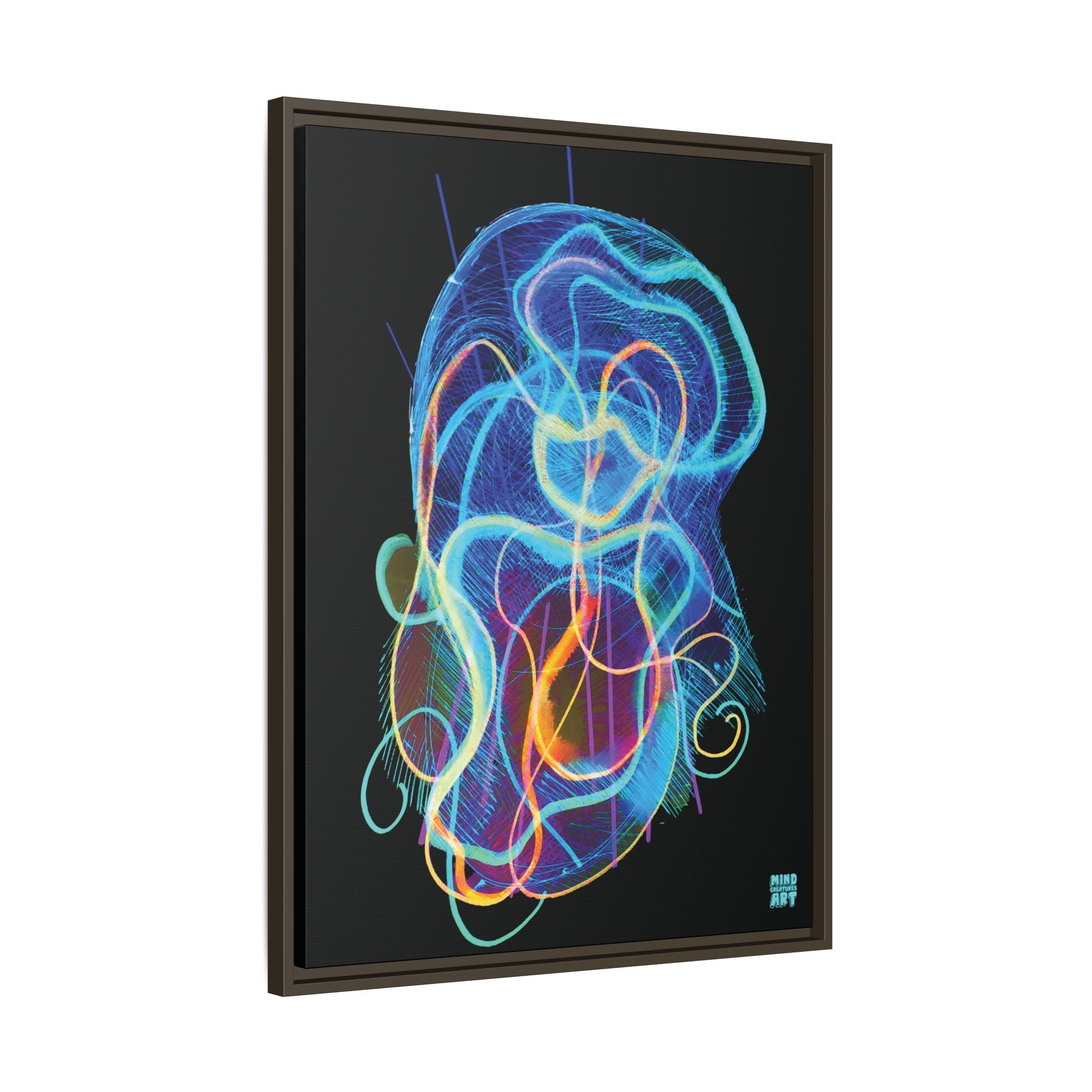 Davy Jones (Electric Blue, Black Background) Matte Canvas, Framed