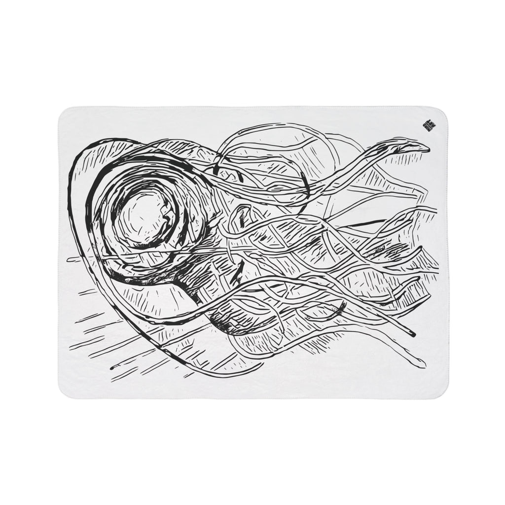 Jelly Jam (Black, White Background) Fleece Sherpa Blanket