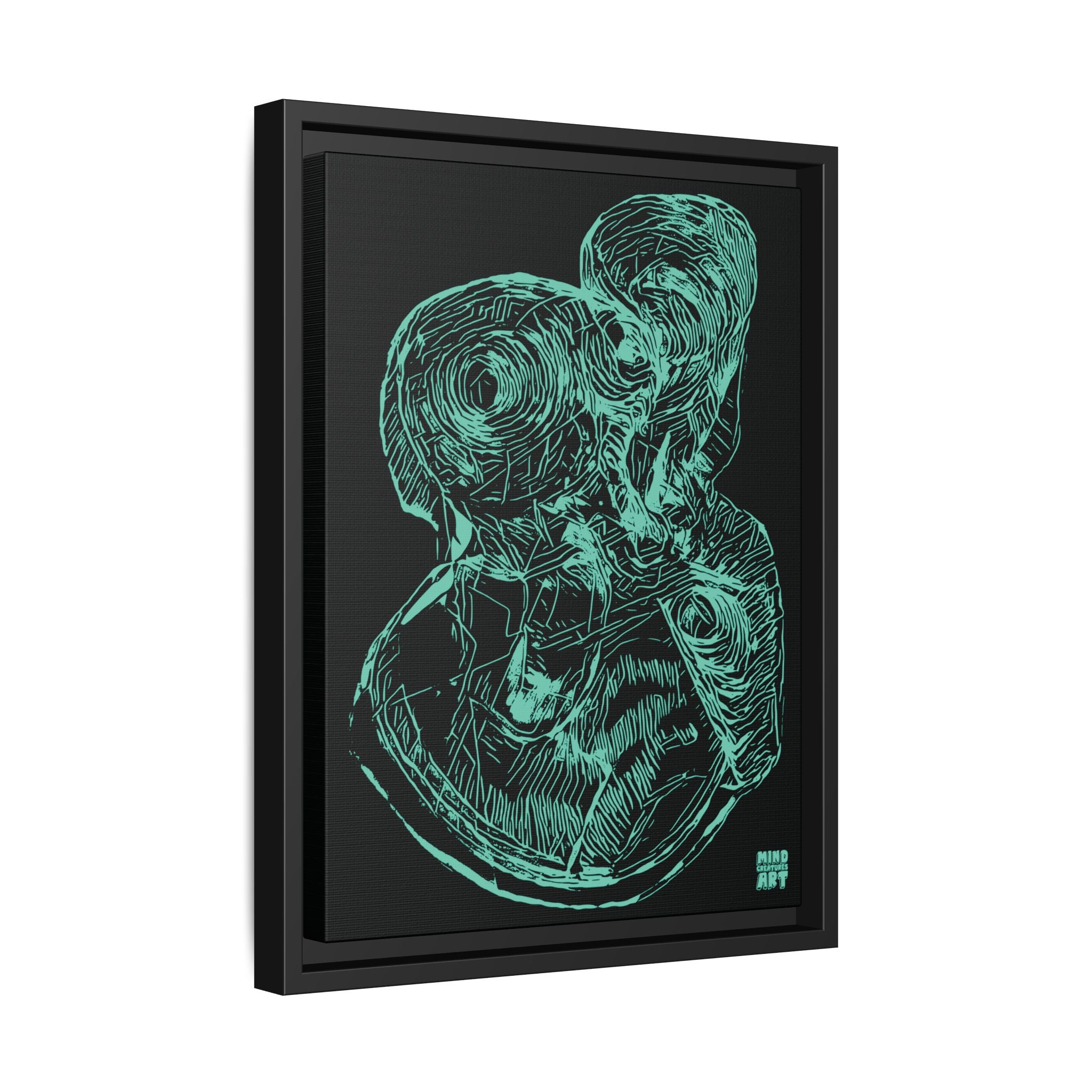 Curiosity (Teal, Black Background) Matte Canvas, Framed