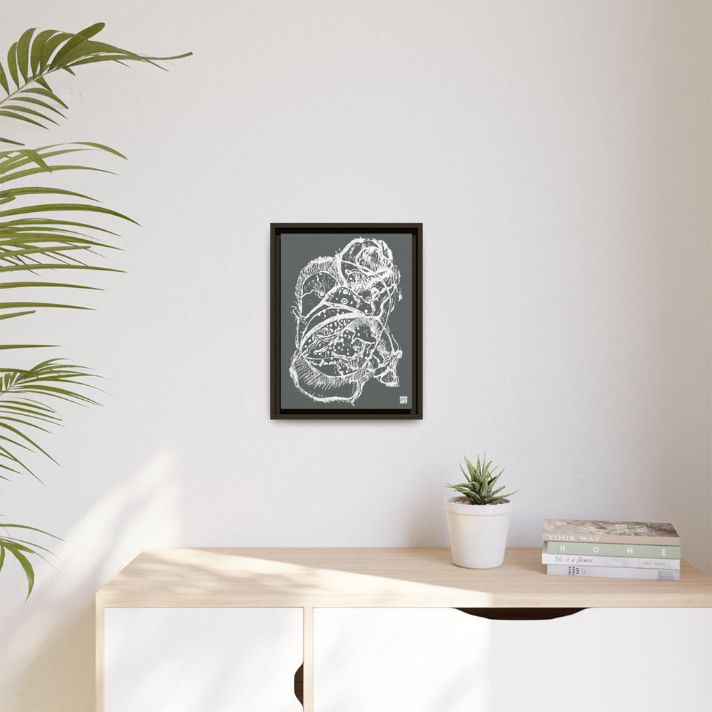 Exploration (White, Dark Gray Background) Matte Canvas, Framed