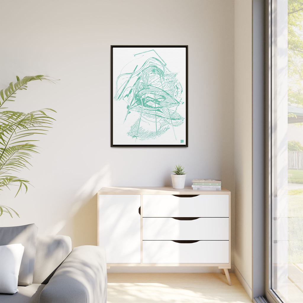 Dive Reflex (Teal, White Background) Matte Canvas, Framed