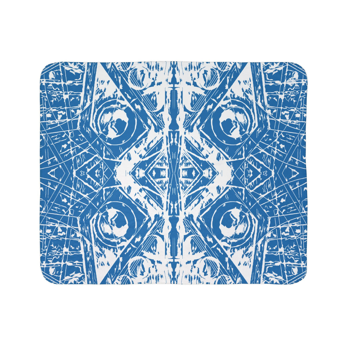 Love (White, Mirror, Blue Background) Fleece Sherpa Blanket