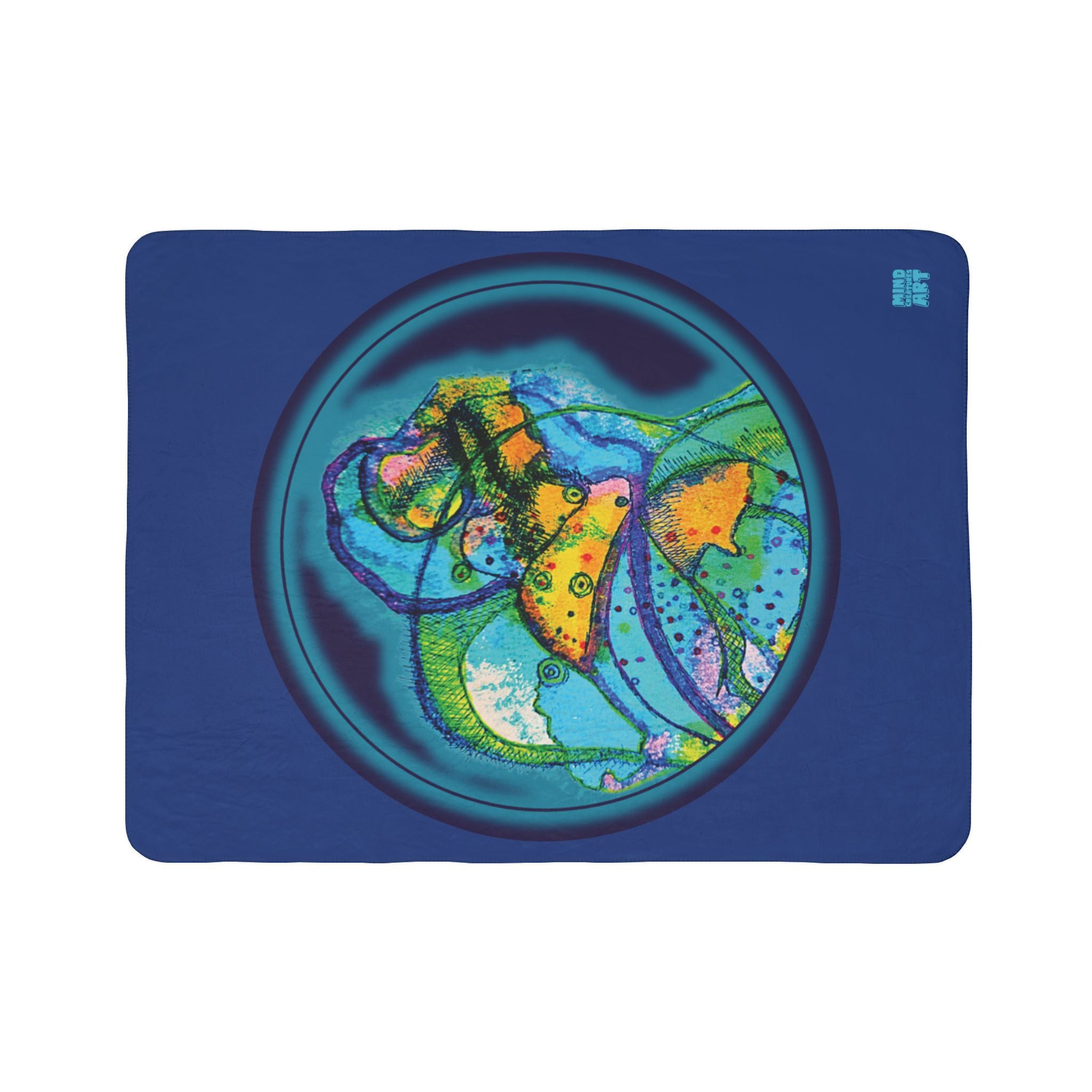 Exploration (Dark Blue Background) Fleece Sherpa Blanket