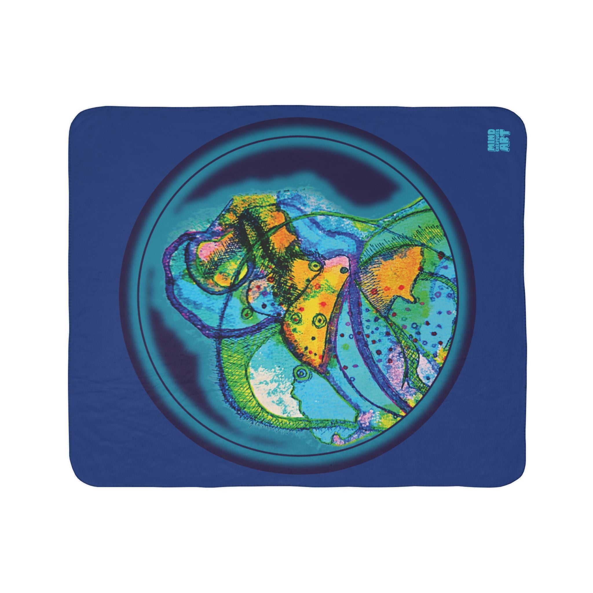 Exploration (Dark Blue Background) Fleece Sherpa Blanket