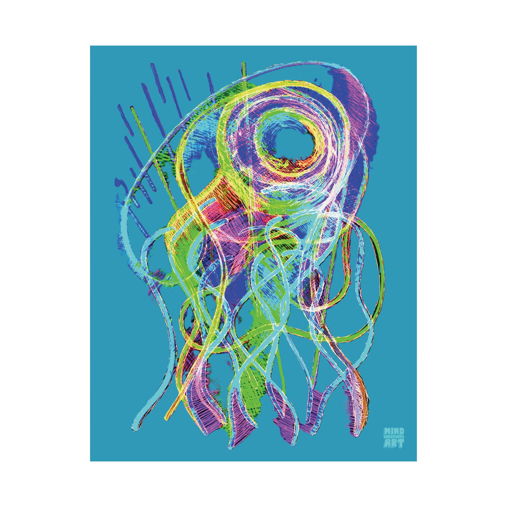 Jelly Jam (Neon, Turquoise Background) Matte Poster