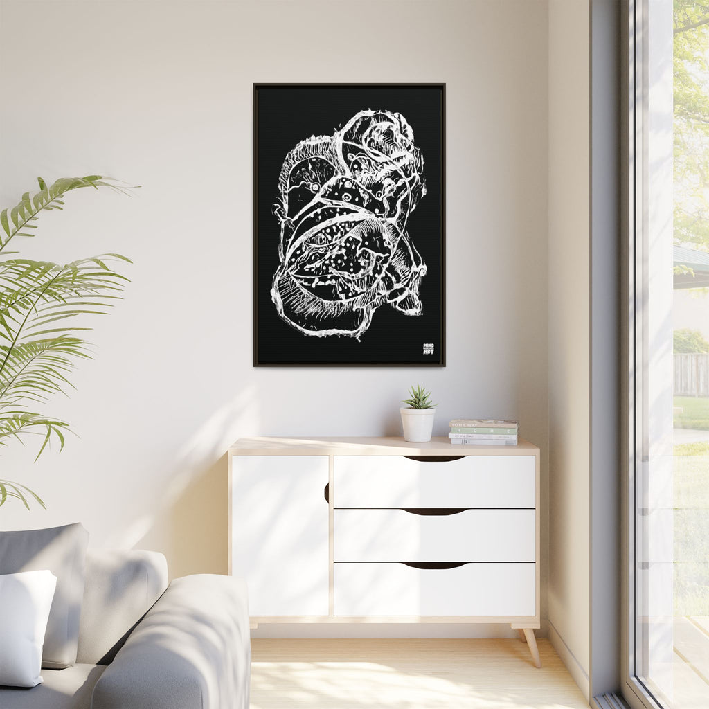 Exploration (White, Black Background) Matte Canvas, Framed