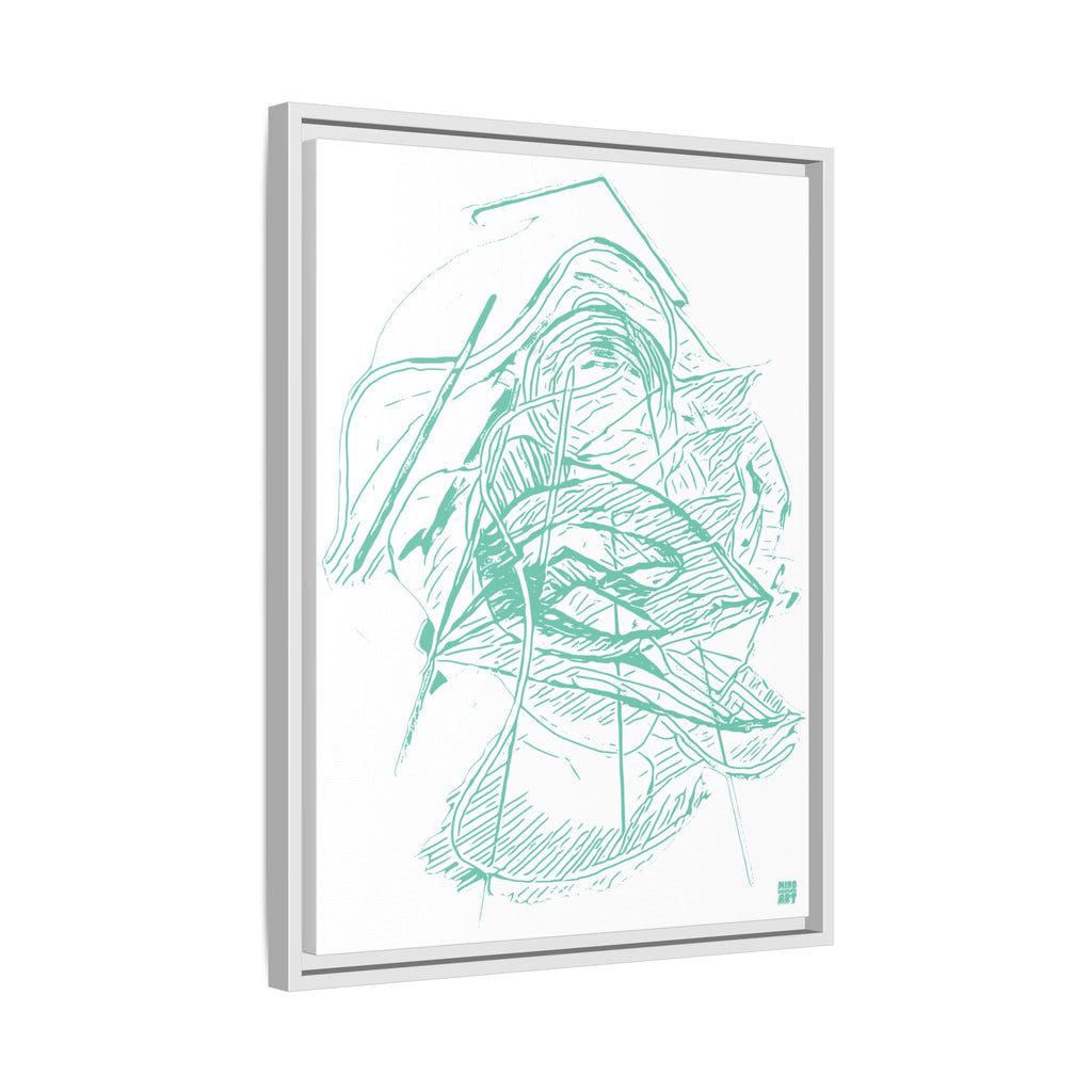 Dive Reflex (Teal, White Background) Matte Canvas, Framed