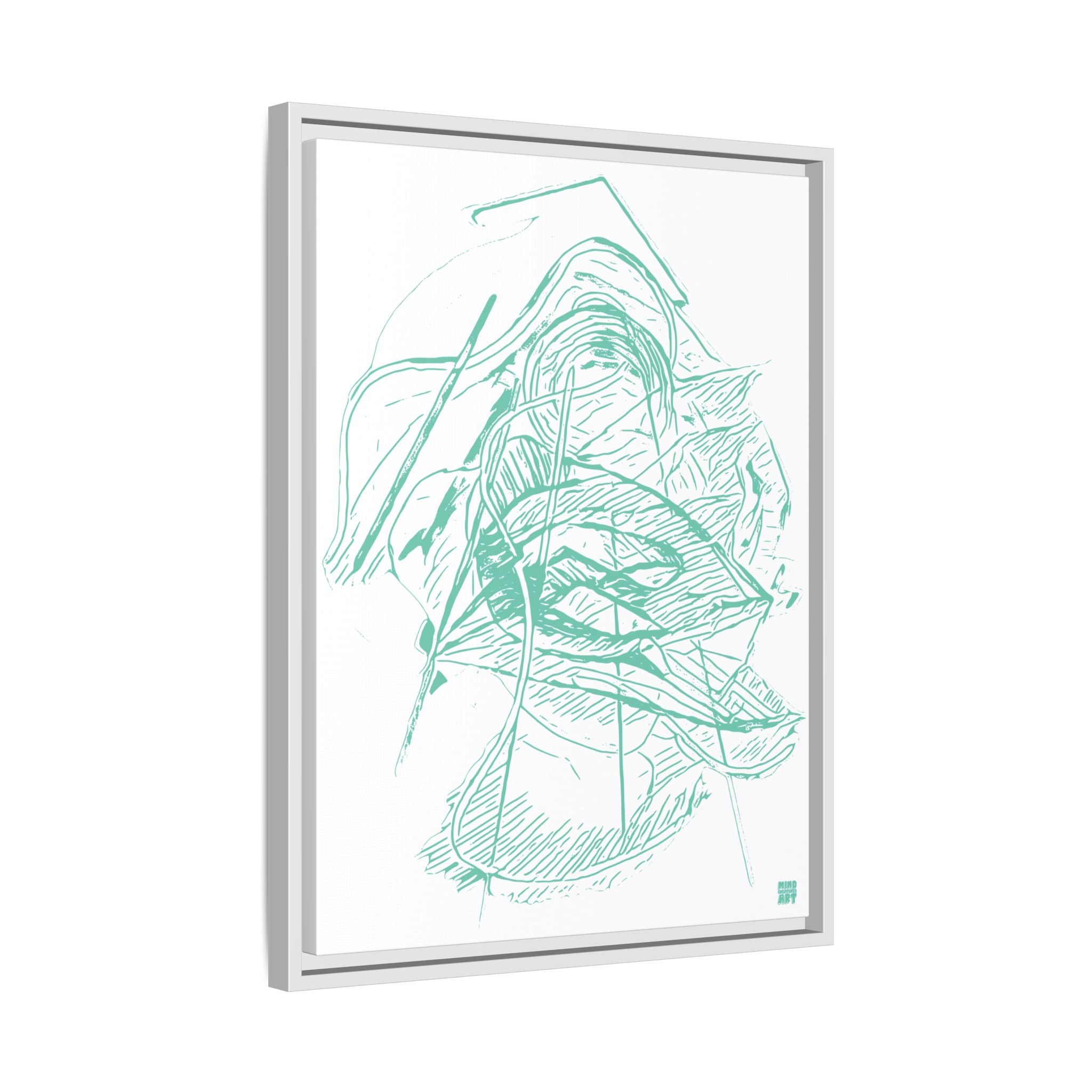 Dive Reflex (Teal, White Background) Matte Canvas, Framed