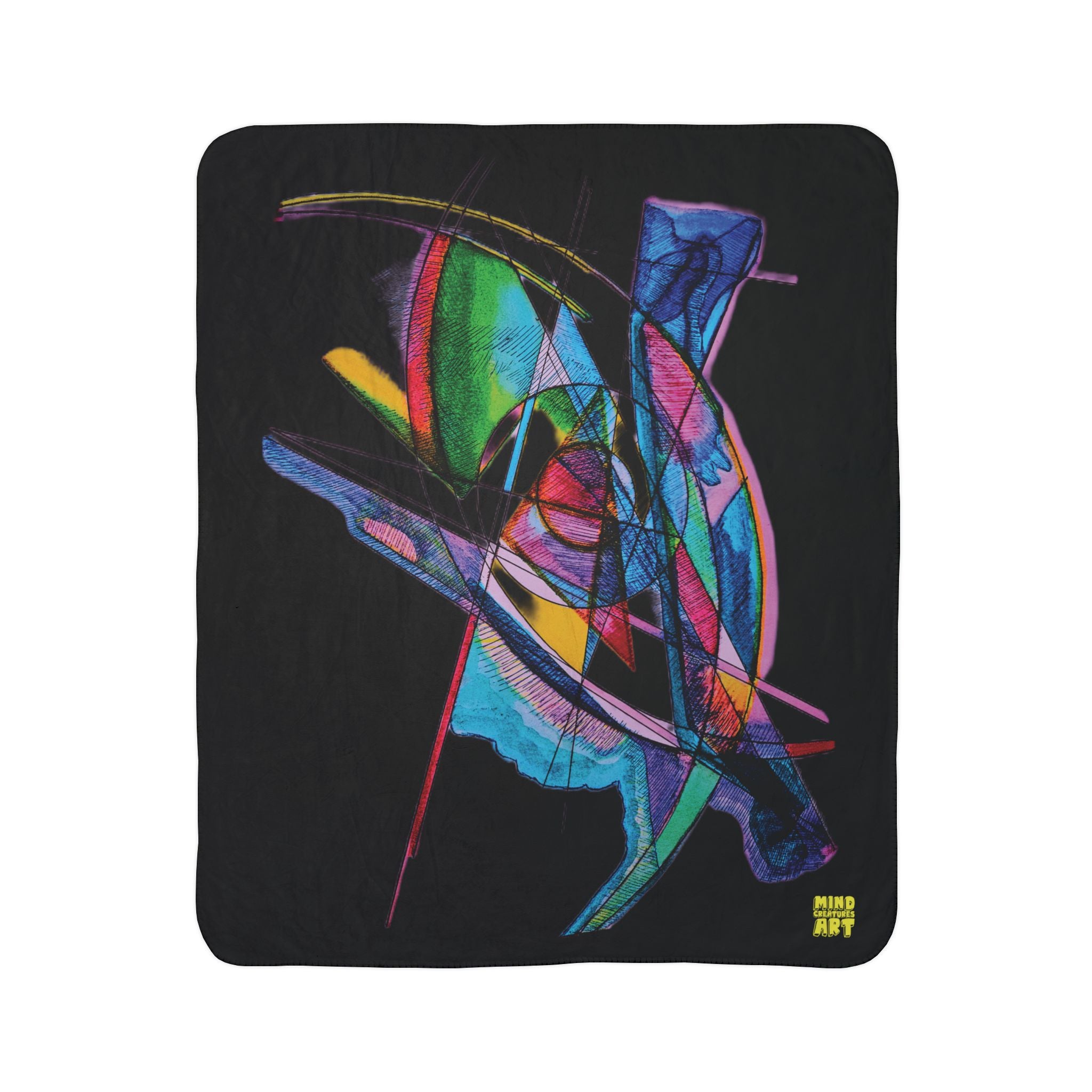 Watching (Black Background) Fleece Sherpa Blanket
