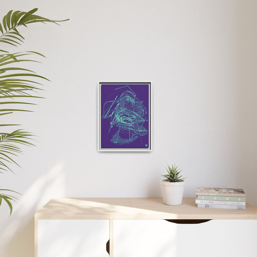 Dive Reflex (Teal, Purple Background) Matte Canvas, Framed