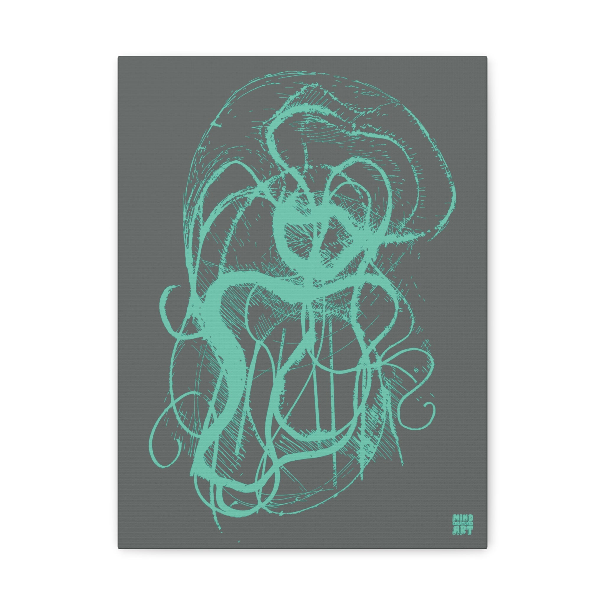 Davy Jones (Teal, Dark Gray Background) Matte Canvas, Stretched, 1.25"