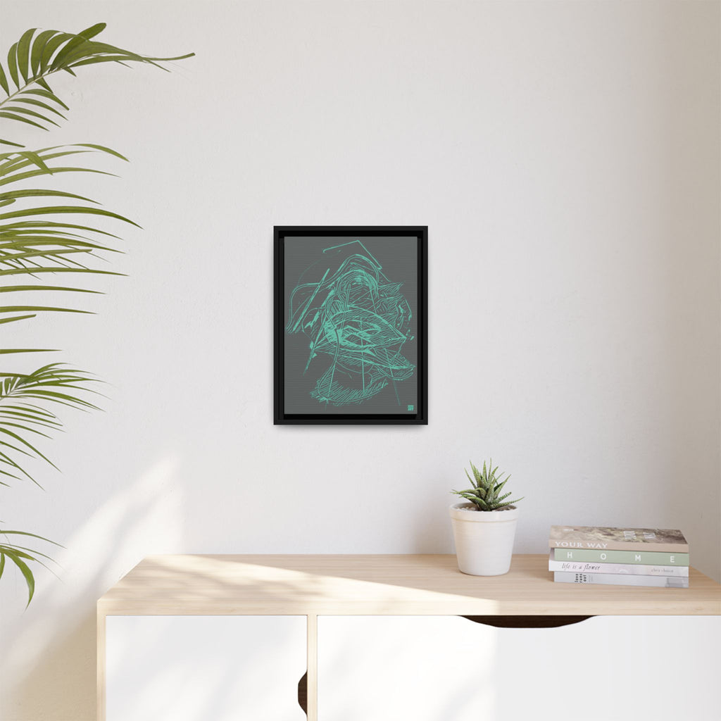 Dive Reflex (Teal, Dark Gray Background) Matte Canvas, Framed
