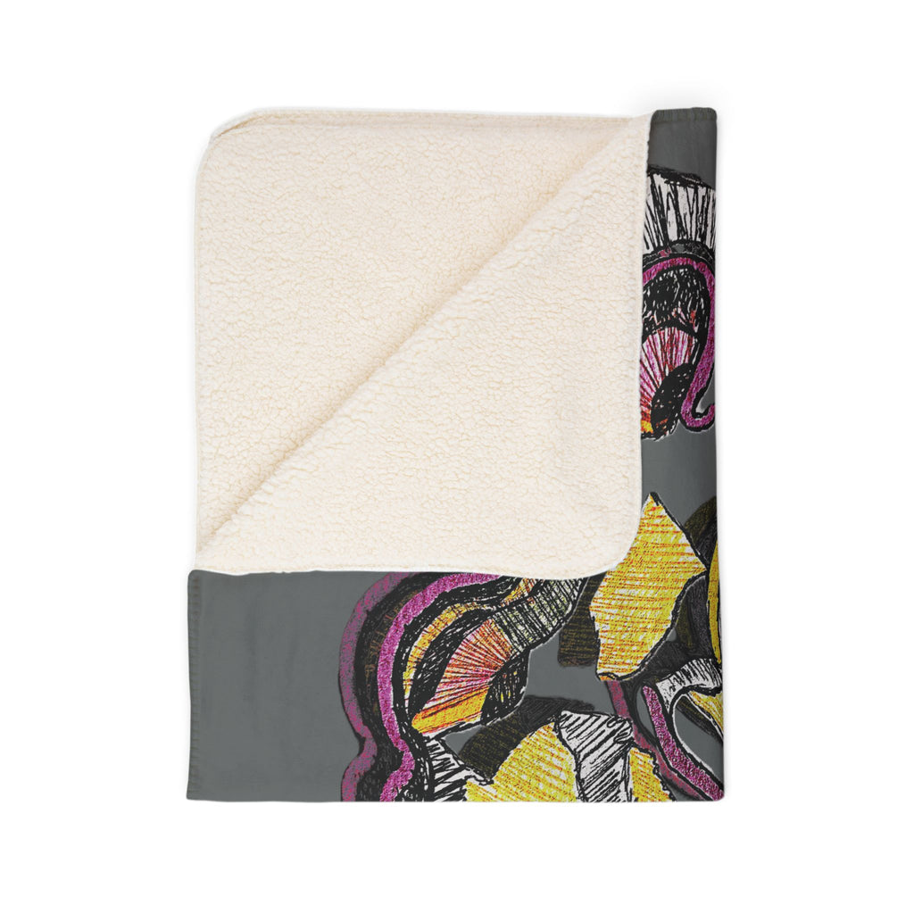 Crimson Teacher (Dark Gray Background) Fleece Sherpa Blanket