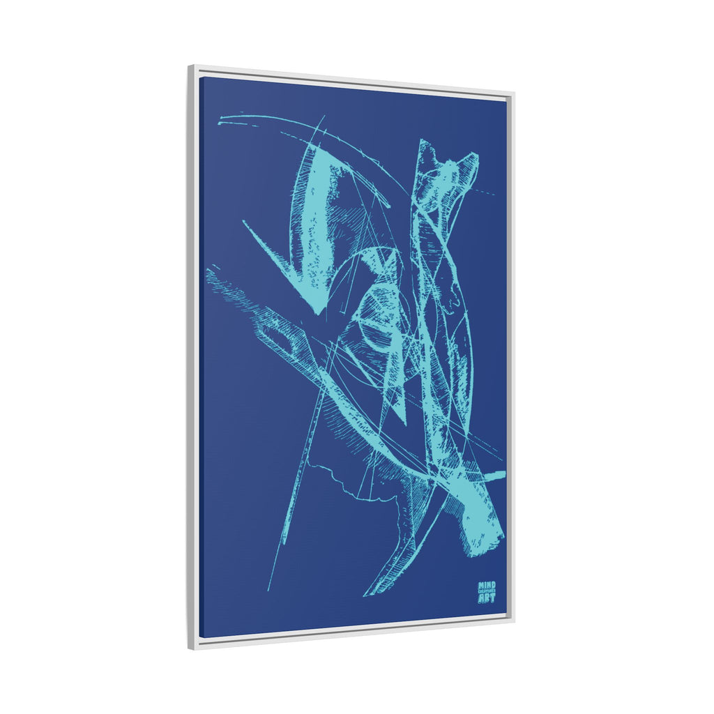 Watching (Aqua, Dark Blue Background) Matte Canvas, Framed