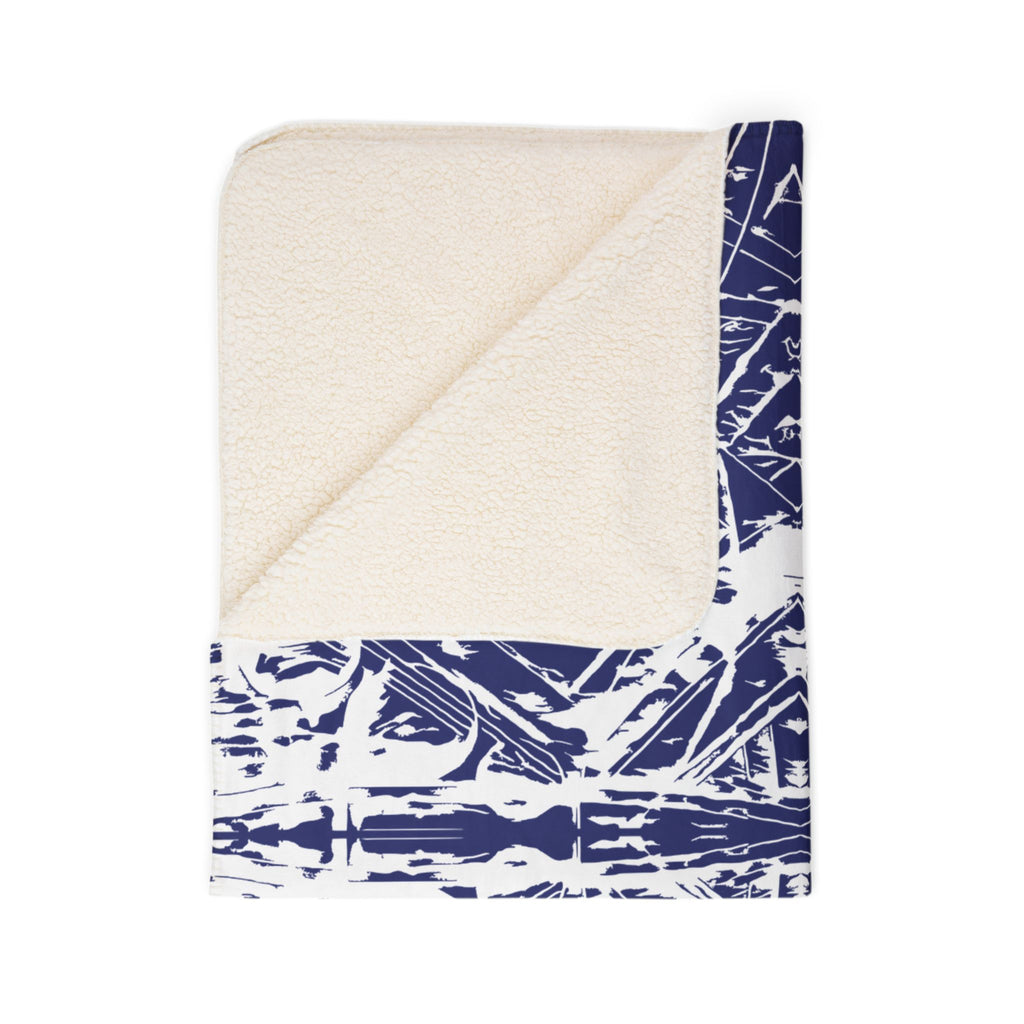 Love (White, Mirror, Dark Blue Background) Fleece Sherpa Blanket