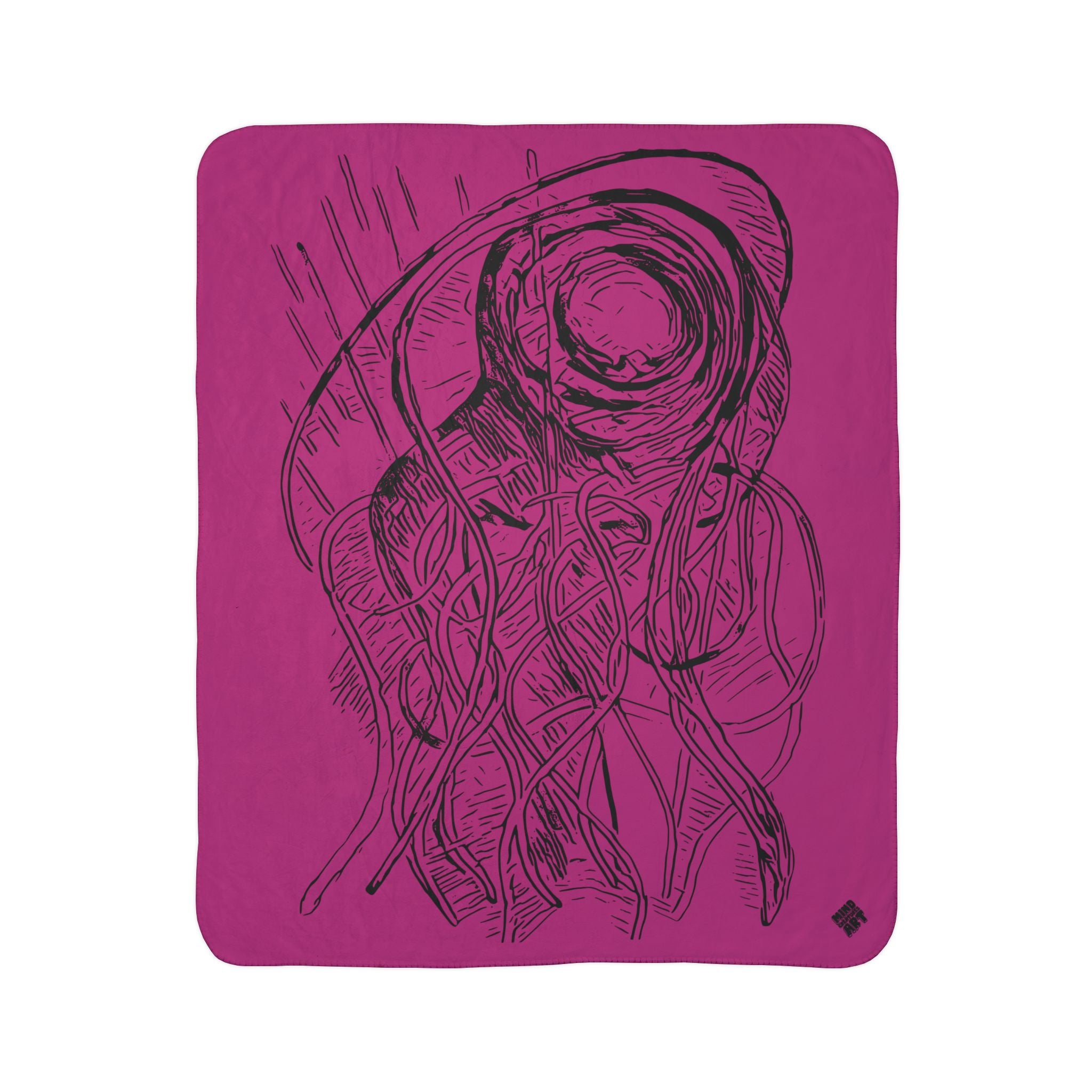 Jelly Jam (Black, Pink Background) Fleece Sherpa Blanket