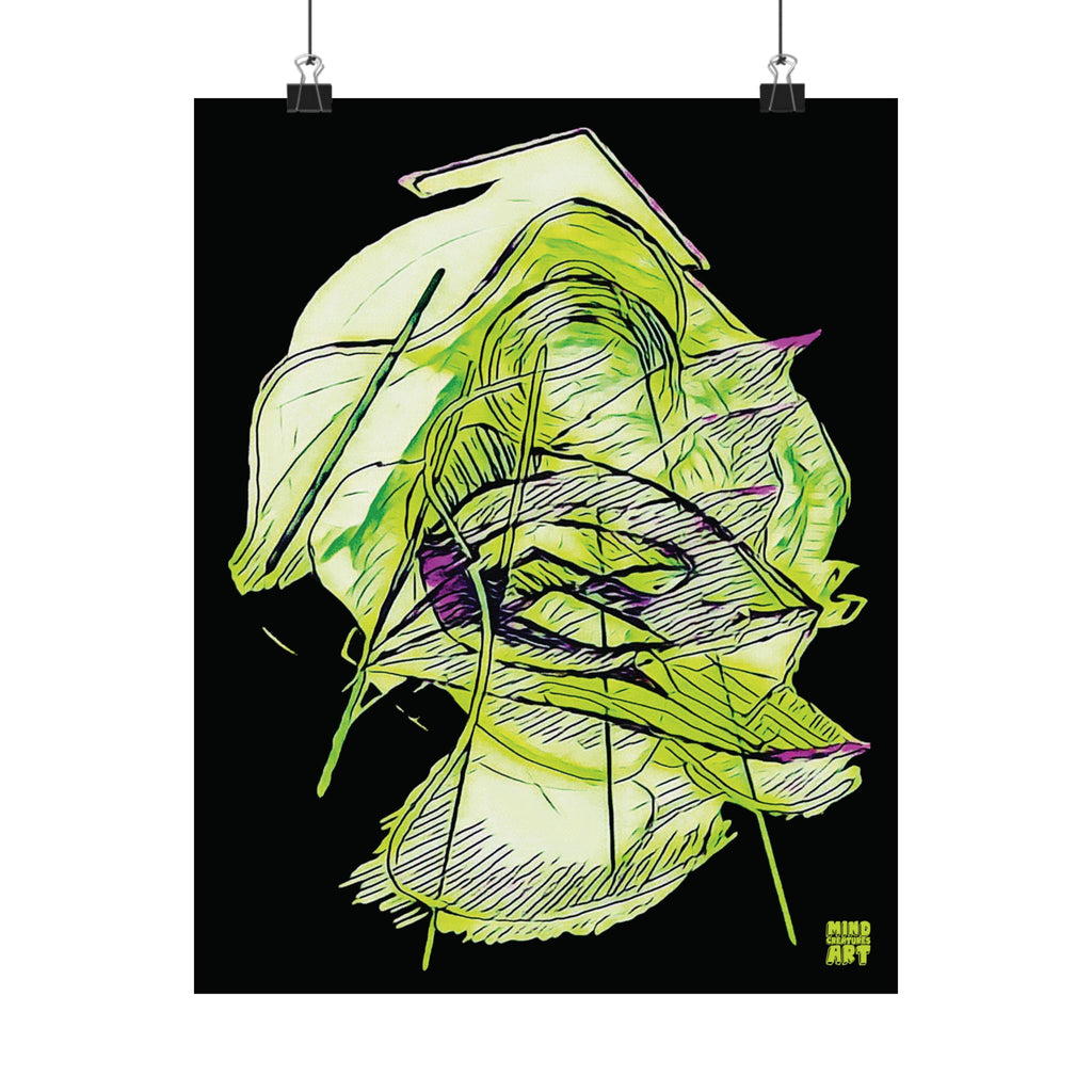 Dive Reflex (Lime, Black Background) Matte Poster