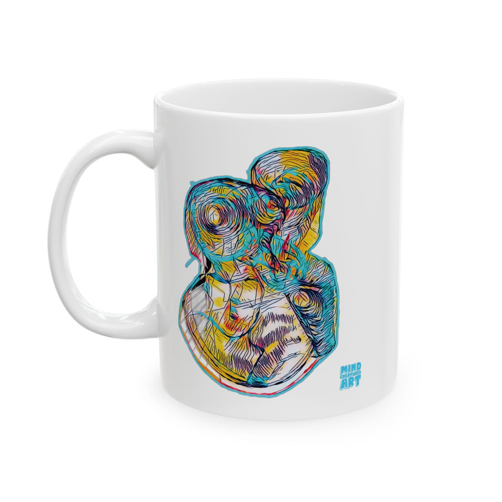 Curiosity (Teal) White Ceramic Mug, (11oz, 15oz)