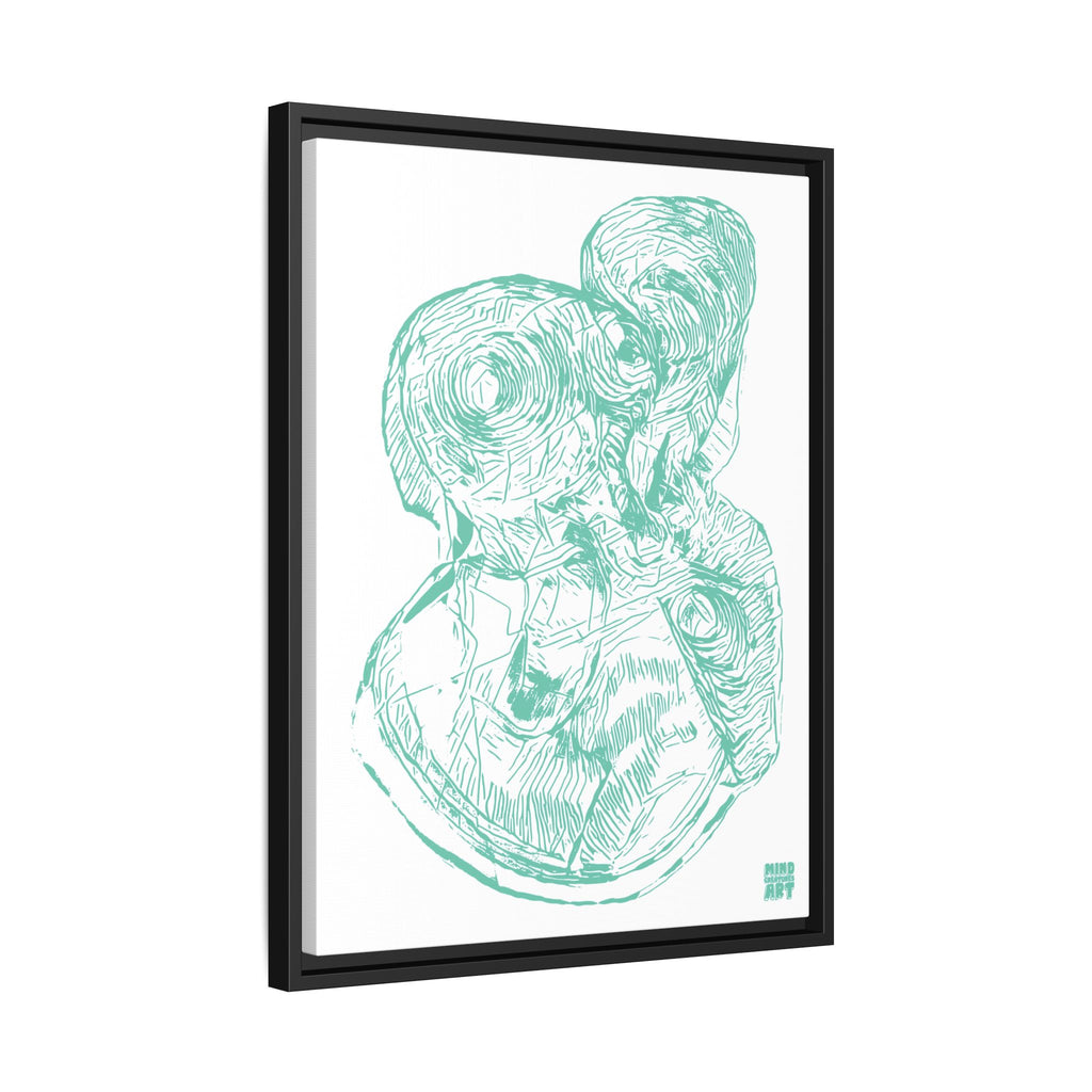 Curiosity (Teal, White Background) Matte Canvas, Framed