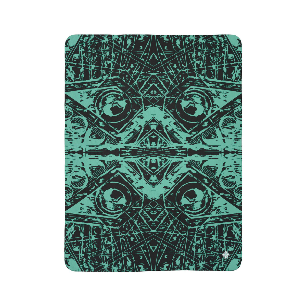 Love (Teal, Mirror, Black Background) Fleece Sherpa Blanket