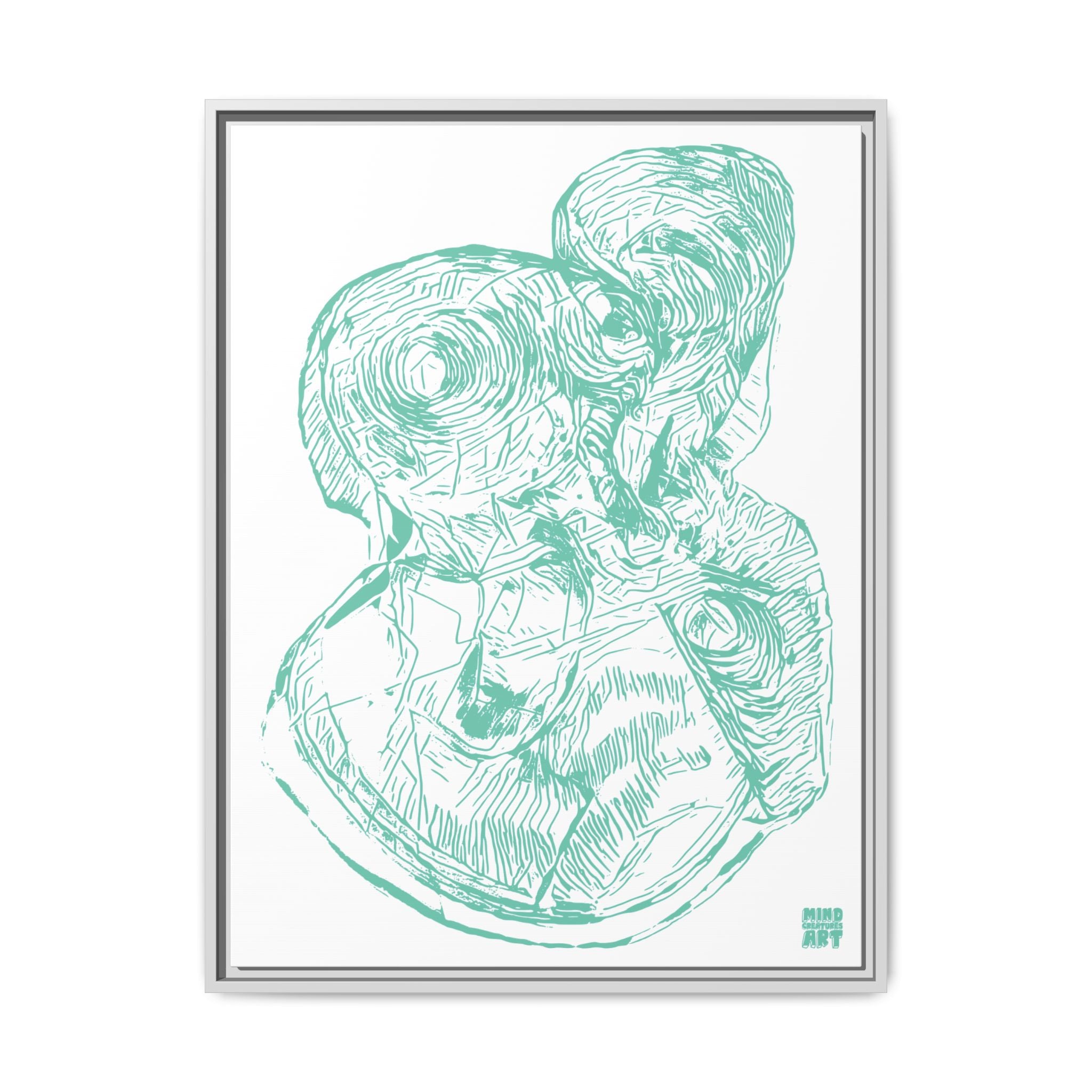 Curiosity (Teal, White Background) Matte Canvas, Framed