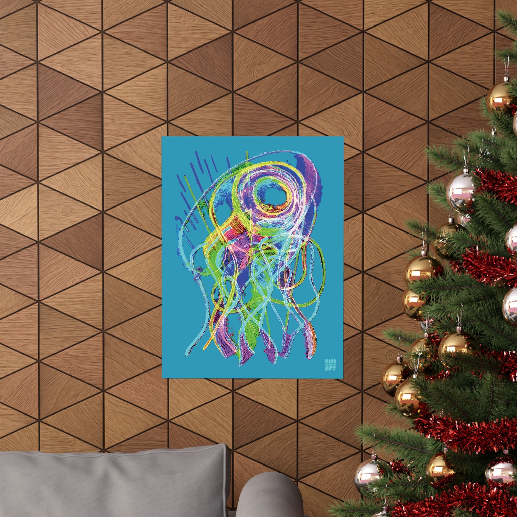 Jelly Jam (Neon, Turquoise Background) Matte Poster