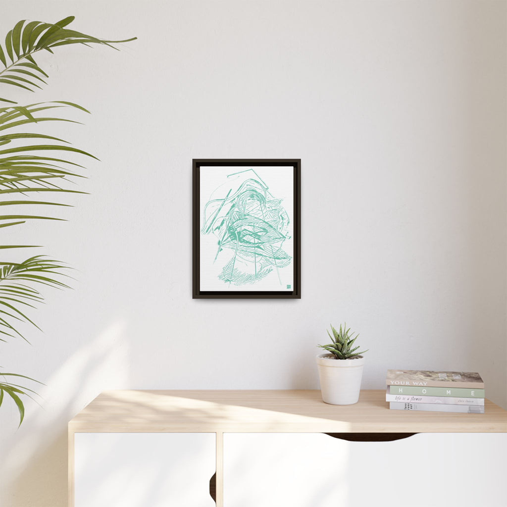 Dive Reflex (Teal, White Background) Matte Canvas, Framed