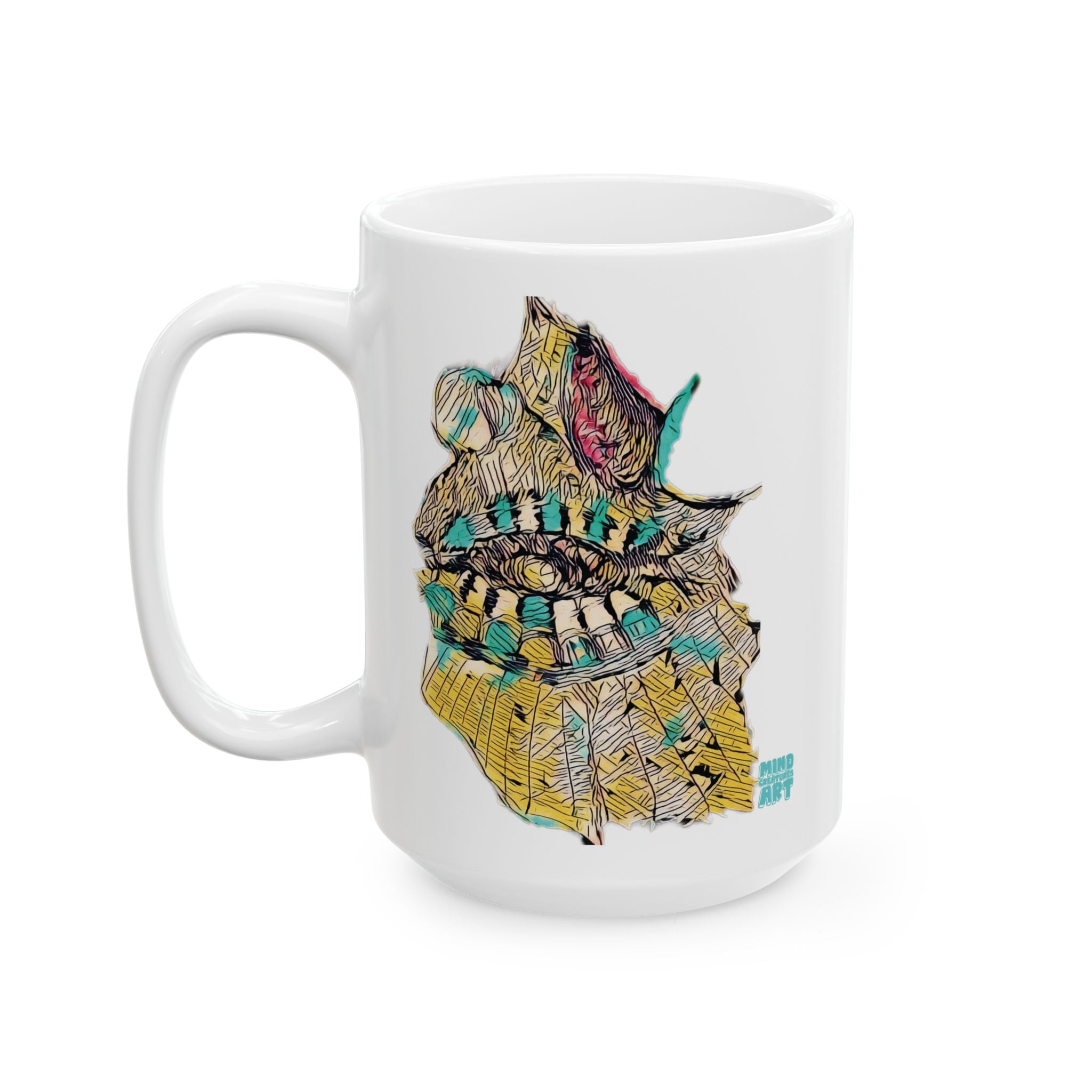 Hypnagogic (Gold) White Ceramic Mug, (11oz, 15oz)