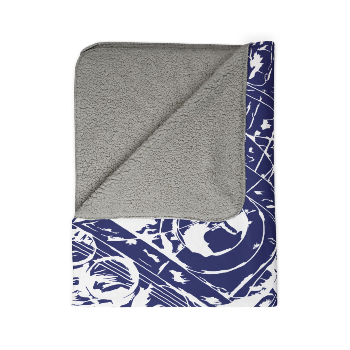 Love (White, Mirror, Dark Blue Background) Fleece Sherpa Blanket