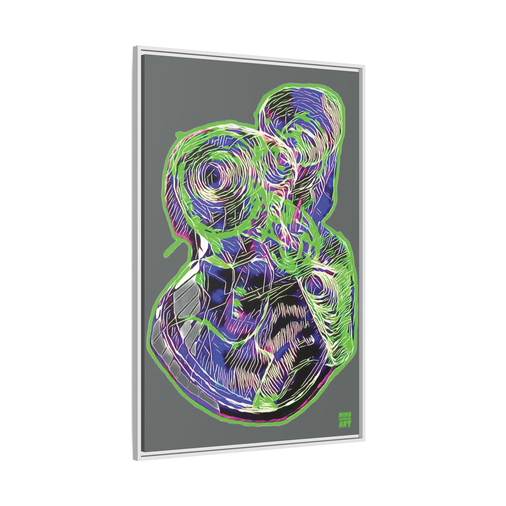 Curiosity (Electric Green, Dark Gray Background) Matte Canvas, Framed