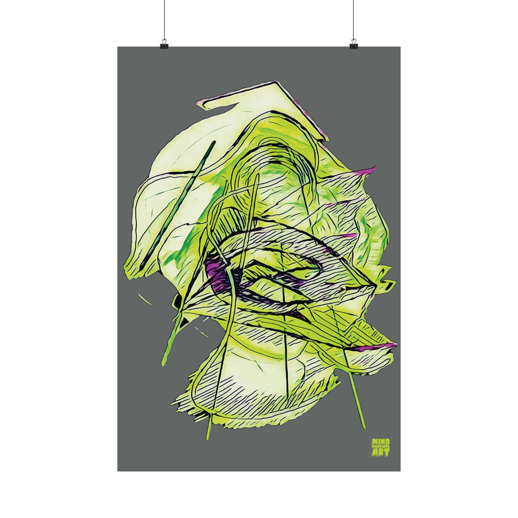 Dive Reflex (Lime, Dark Gray Background) Matte Poster