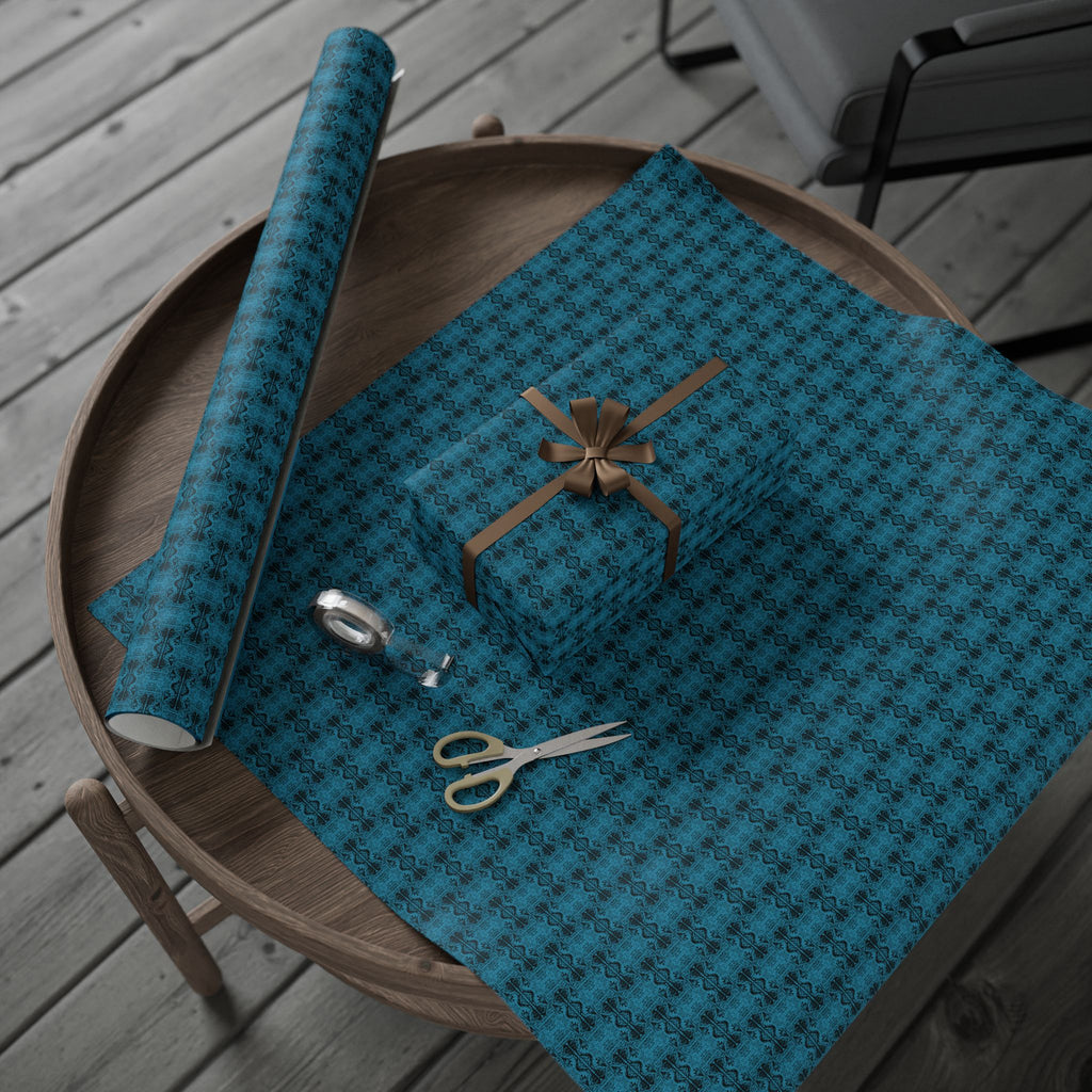 Love (Black, Turquoise Background) Heavy Wrapping Paper