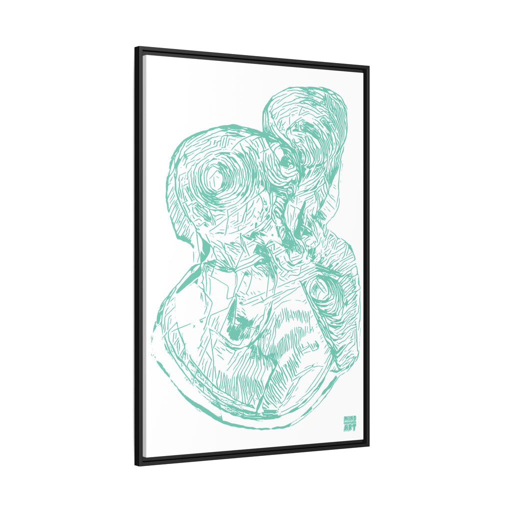 Curiosity (Teal, White Background) Matte Canvas, Framed