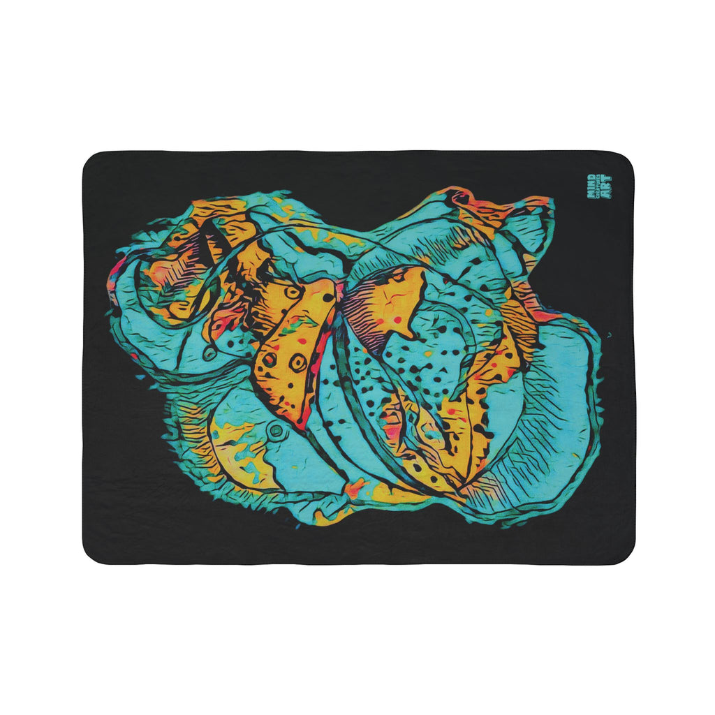 Exploration (Teal, Black Background) Fleece Sherpa Blanket