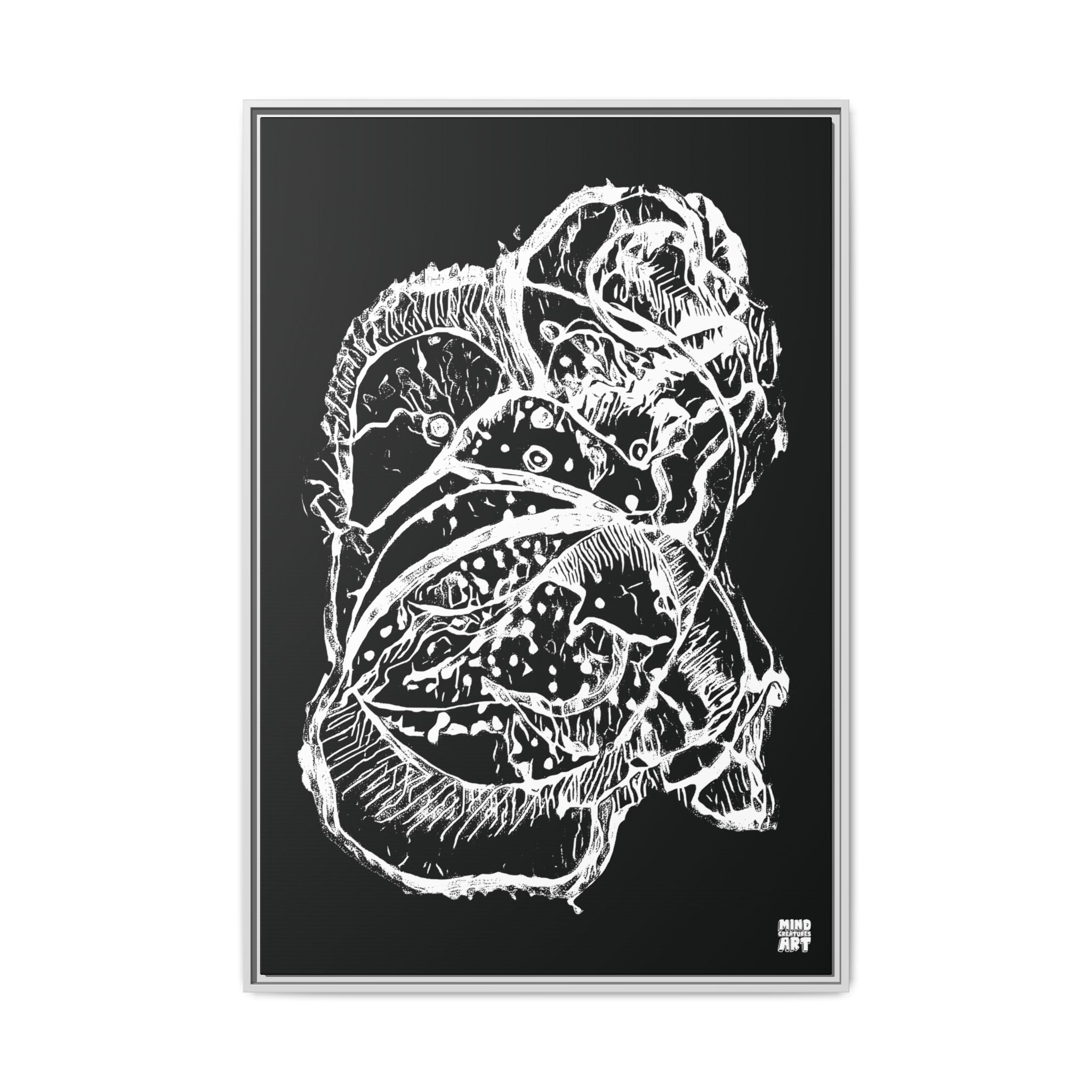 Exploration (White, Black Background) Matte Canvas, Framed