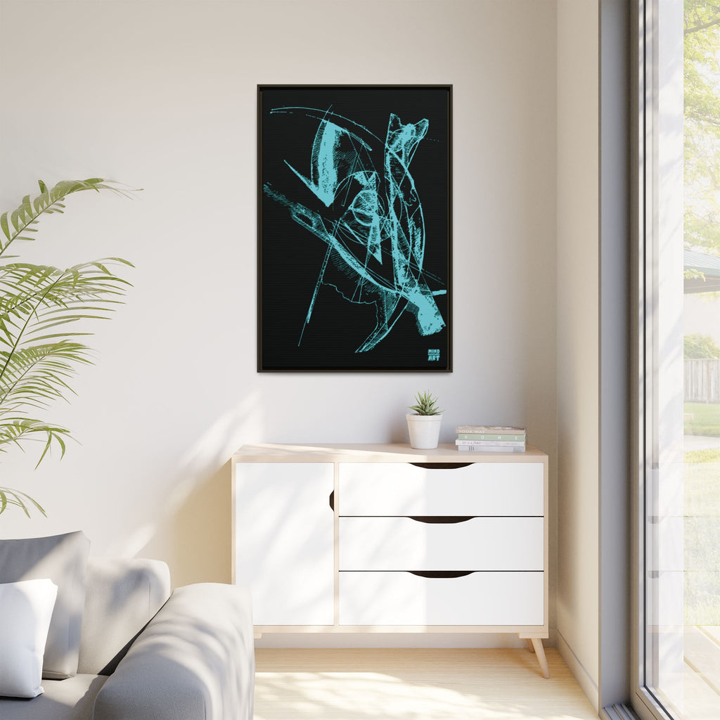 Watching (Aqua, Black Background) Matte Canvas, Framed