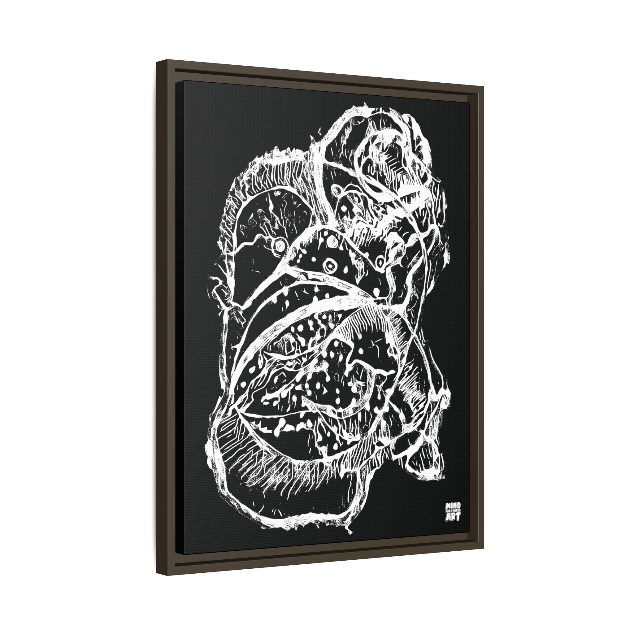 Exploration (White, Black Background) Matte Canvas, Framed