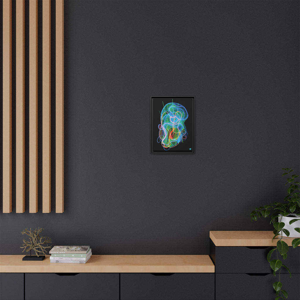 Davy Jones (Electric Blue & Green, Black Background) Matte Canvas, Framed