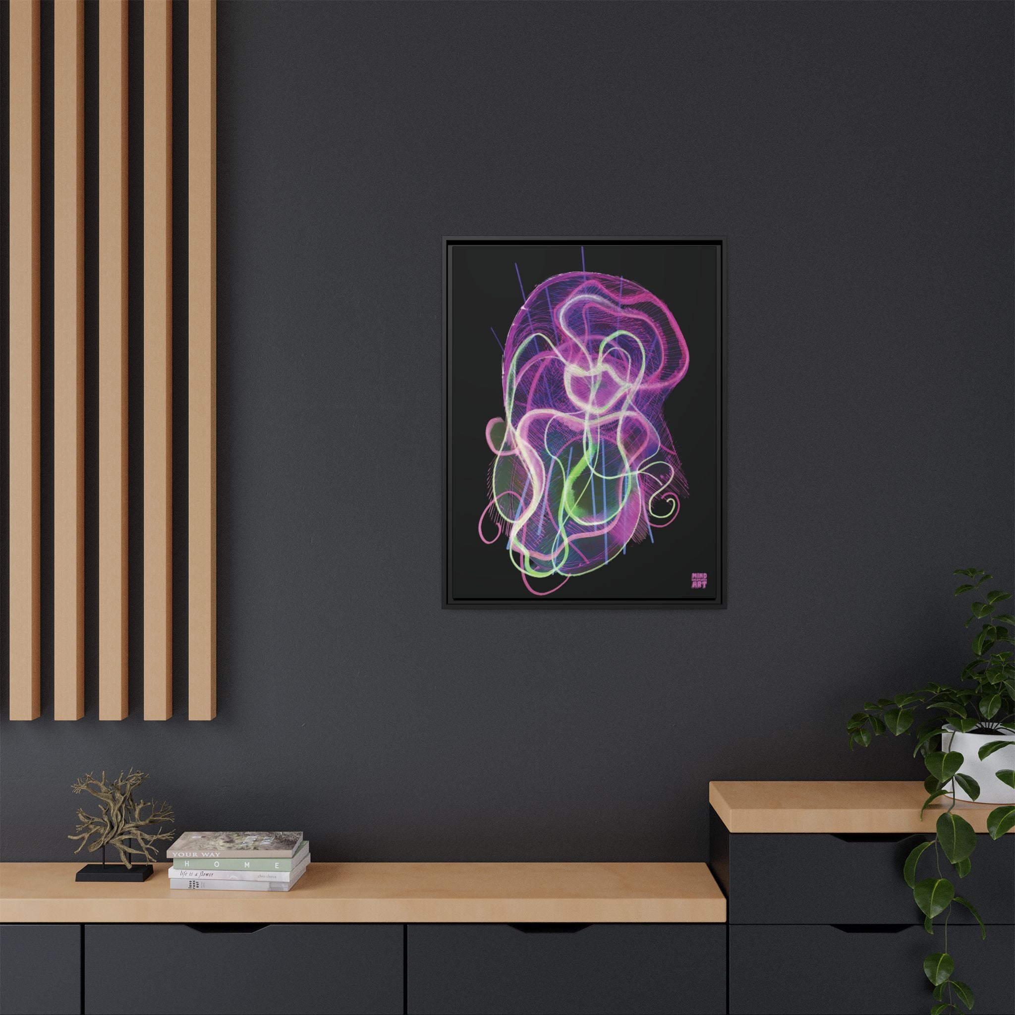 Davy Jones (Electric Pink, Black Background) Matte Canvas, Framed