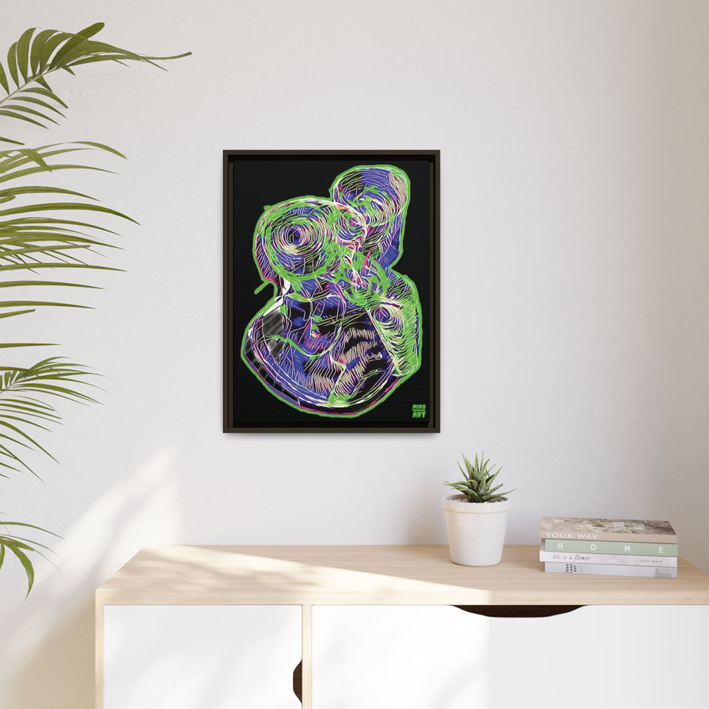 Curiosity (Electric Green, Black Background) Matte Canvas, Framed