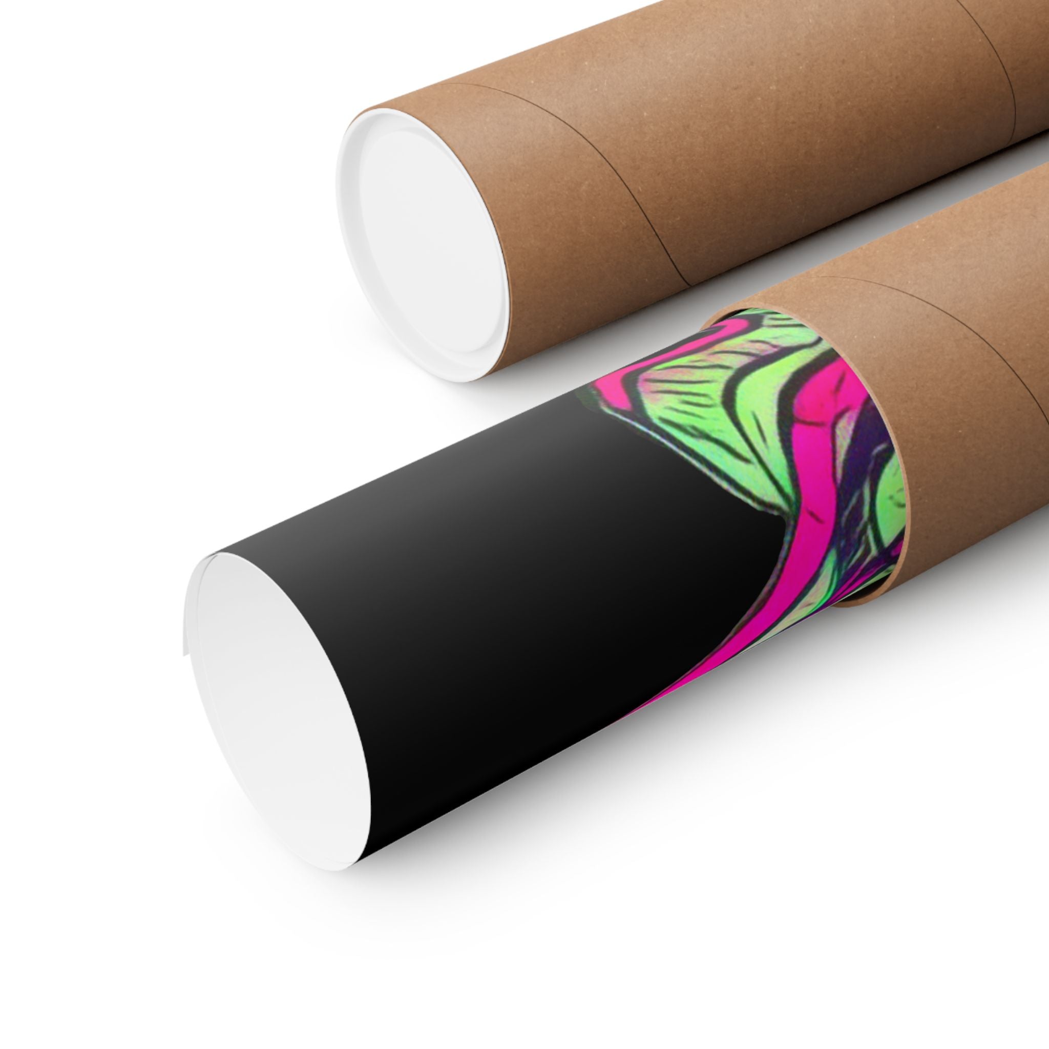 Cheshire (Pink & Green, Black Background) Matte Poster