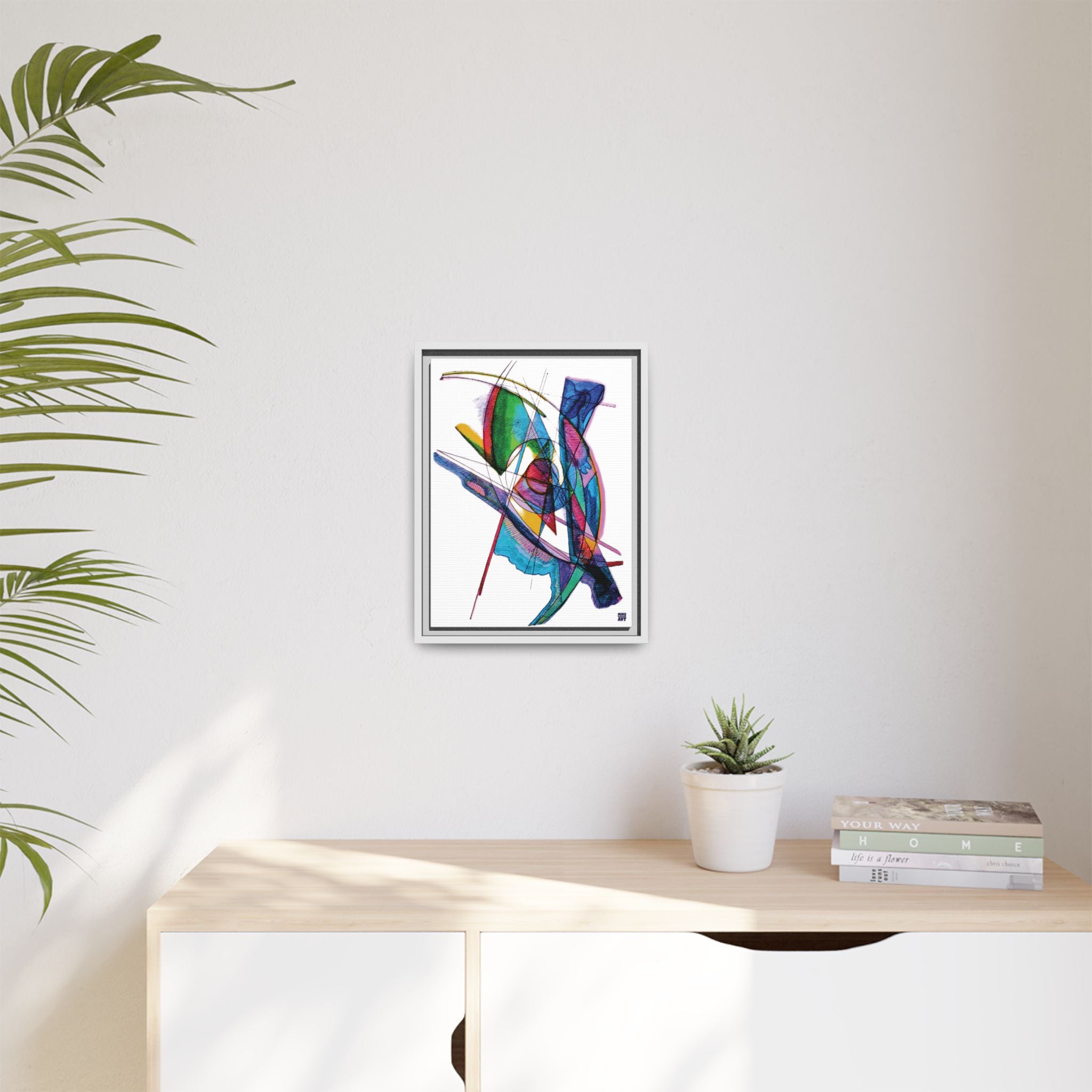Watching (White Background) Matte Canvas, Framed