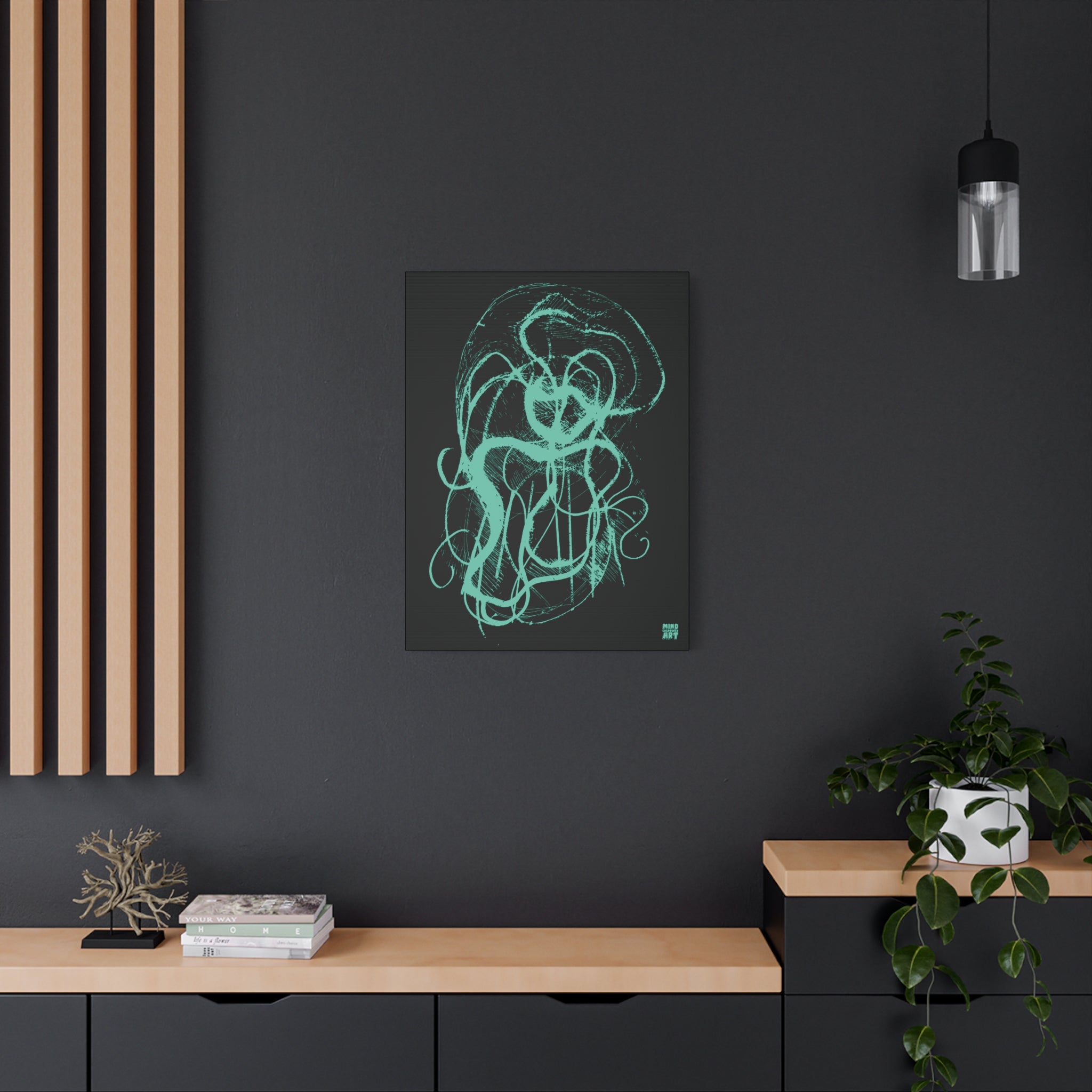 Davy Jones (Teal, Black Background) Matte Canvas, Stretched, 1.25"