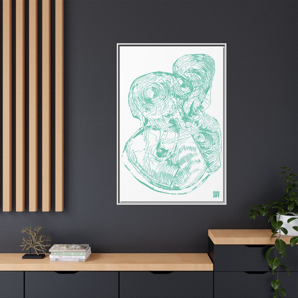 Curiosity (Teal, White Background) Matte Canvas, Framed