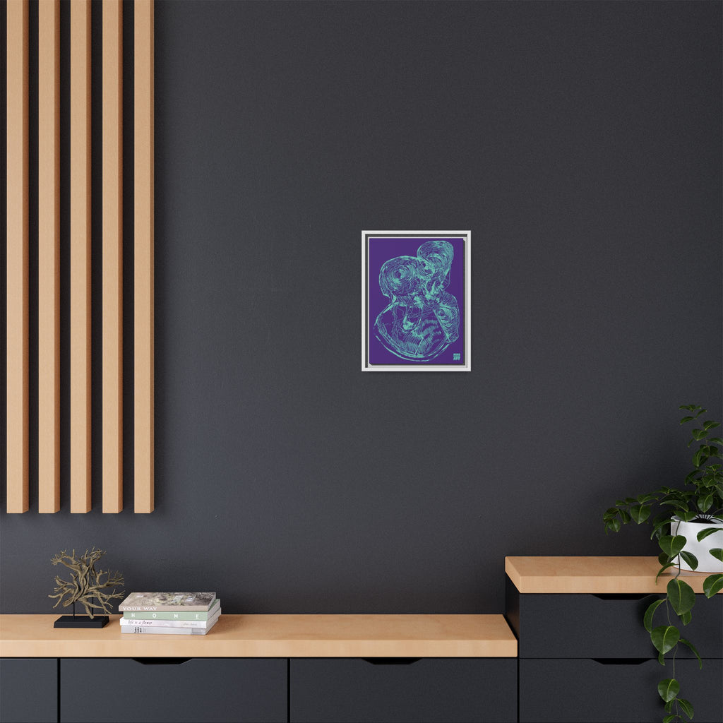 Curiosity (Teal, Purple Background) Matte Canvas, Framed